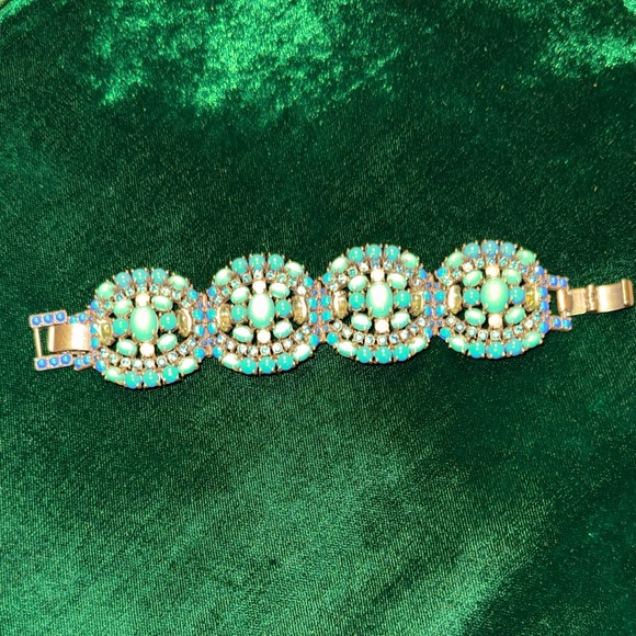 Stella & Dot Jewelry - Stella & Dot Turquoise Crystal Cluster Statement Bracelet - Women Jewelry
